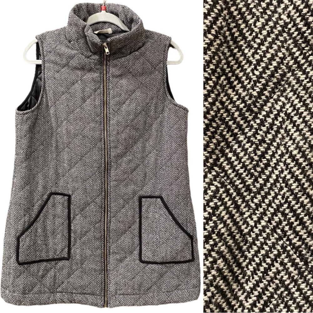Twenty Second 22nd‎ Herringbone Quilted Vest Size Large Cowlneck Lined Preppy